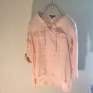 Company Ellen Tracy linen high  low blouse top